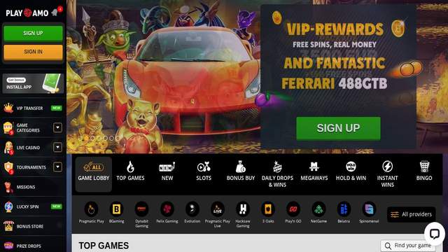 PlayAmo casino screenshot